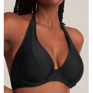 NEW Shapermint Women's 2XL Black Full Coverage Halter Bikini Top Shape Swim Sexy